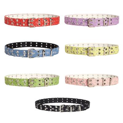 Punk Star Embellished Waistband Double Row Buckle Belt Waist Sash for Fashion Enthusiasts and Individuality Seekers