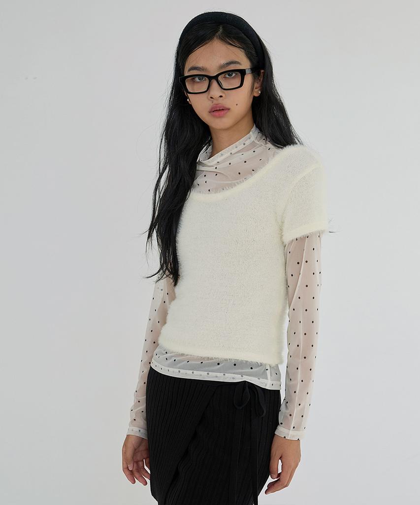 Kwinseulaebis Dots Soft Sheer Layer Mesh T-Shirt