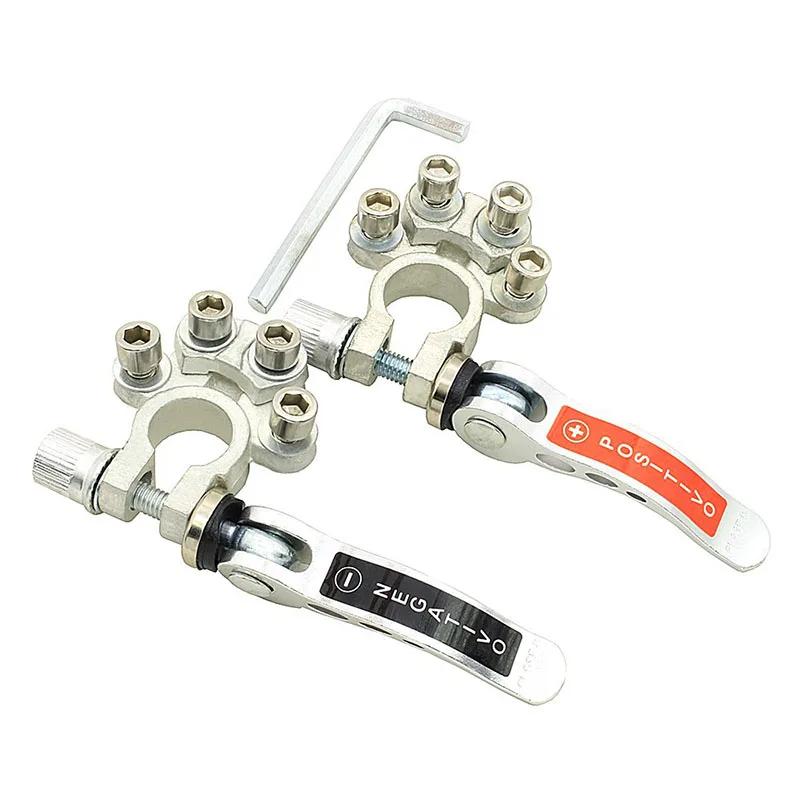 1 Pair Car Battery Terminals 12V Auto Battery Terminal Connector Battery Bornes Cable Terminal Adapter Copper Clamps Clip Screw