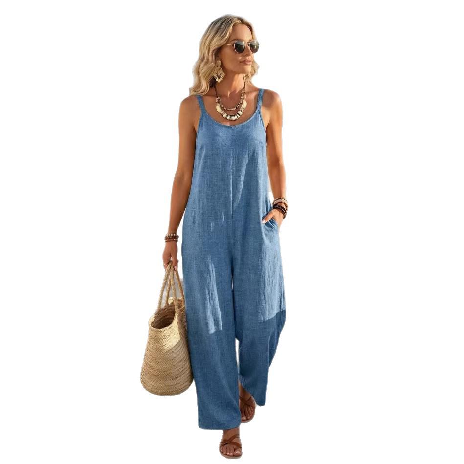 2026 Khaki Wide-Leg Women's Summer Jumpsuit