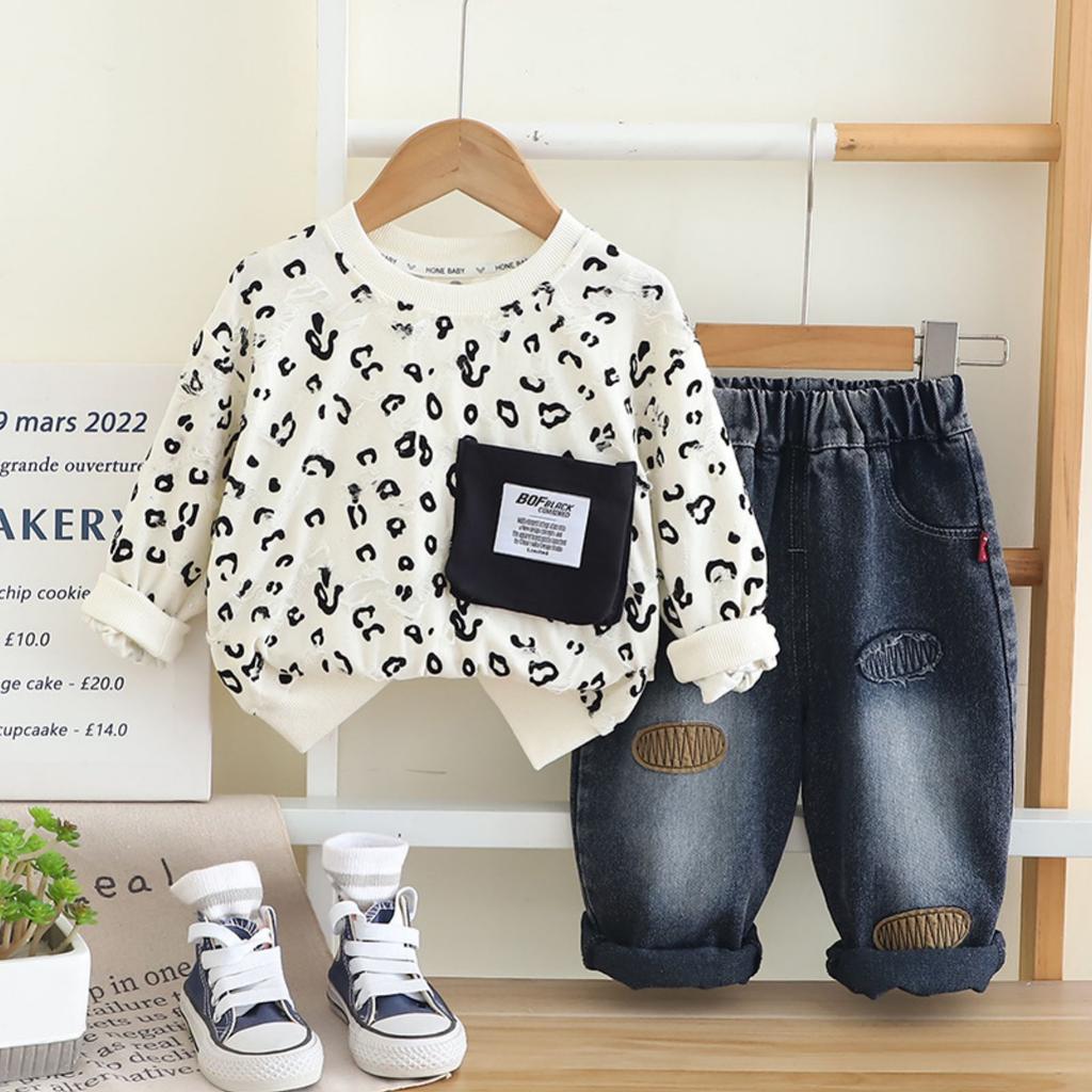 Dětská ležérní souprava s dlouhým rukávem, pohodlné každodenní oblečení