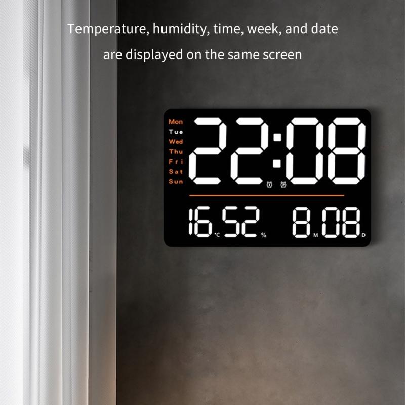 Precisions Temperature Hygrometer Digital Clock with Large LED Display Screen Brightness Adjustment Timer for Home Office