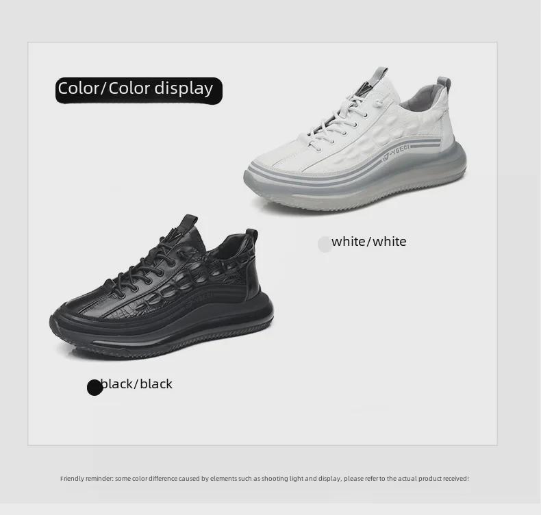 Crocodile Pattern Men's Low-Top Trendy Running Shoes with Popcorn Soft Sole