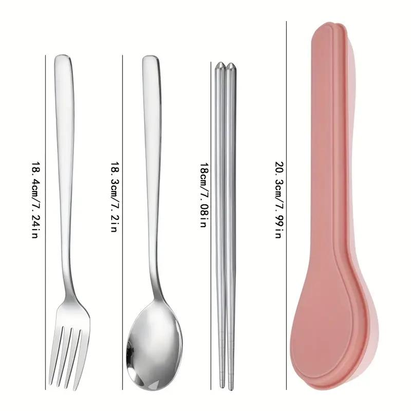 Portable Utensil Set: Stainless Steel Chopsticks, Spoon, Fork in Case for Travel, Students & Corporate Gifts