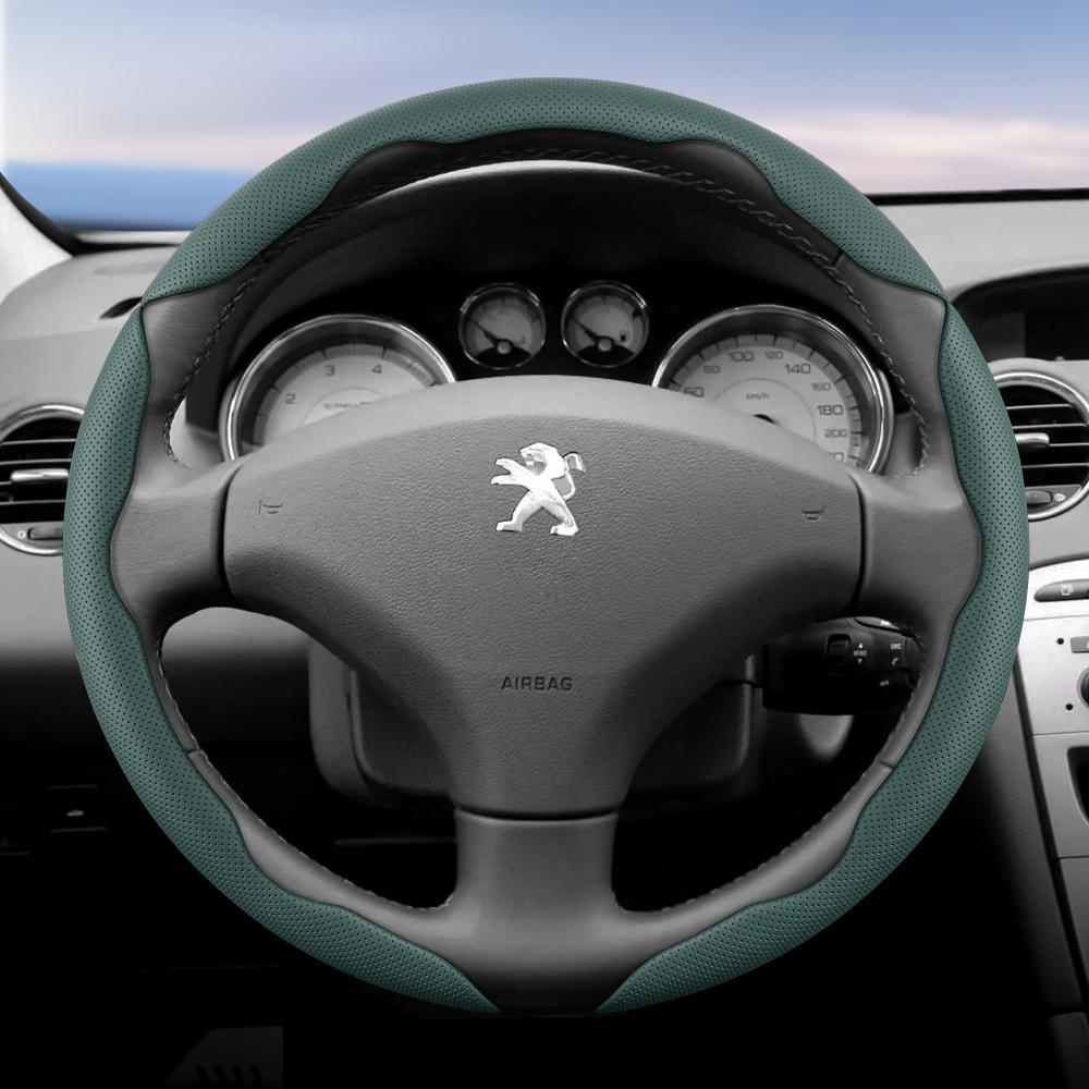 DHLWY1 Geeignet für Peugeot Atmungsaktive Löcher Lederlenkradabdeckung Segmentiertes Schnellverschluss-Design Rutschfest Langlebig 206 208 3008 308 207 307