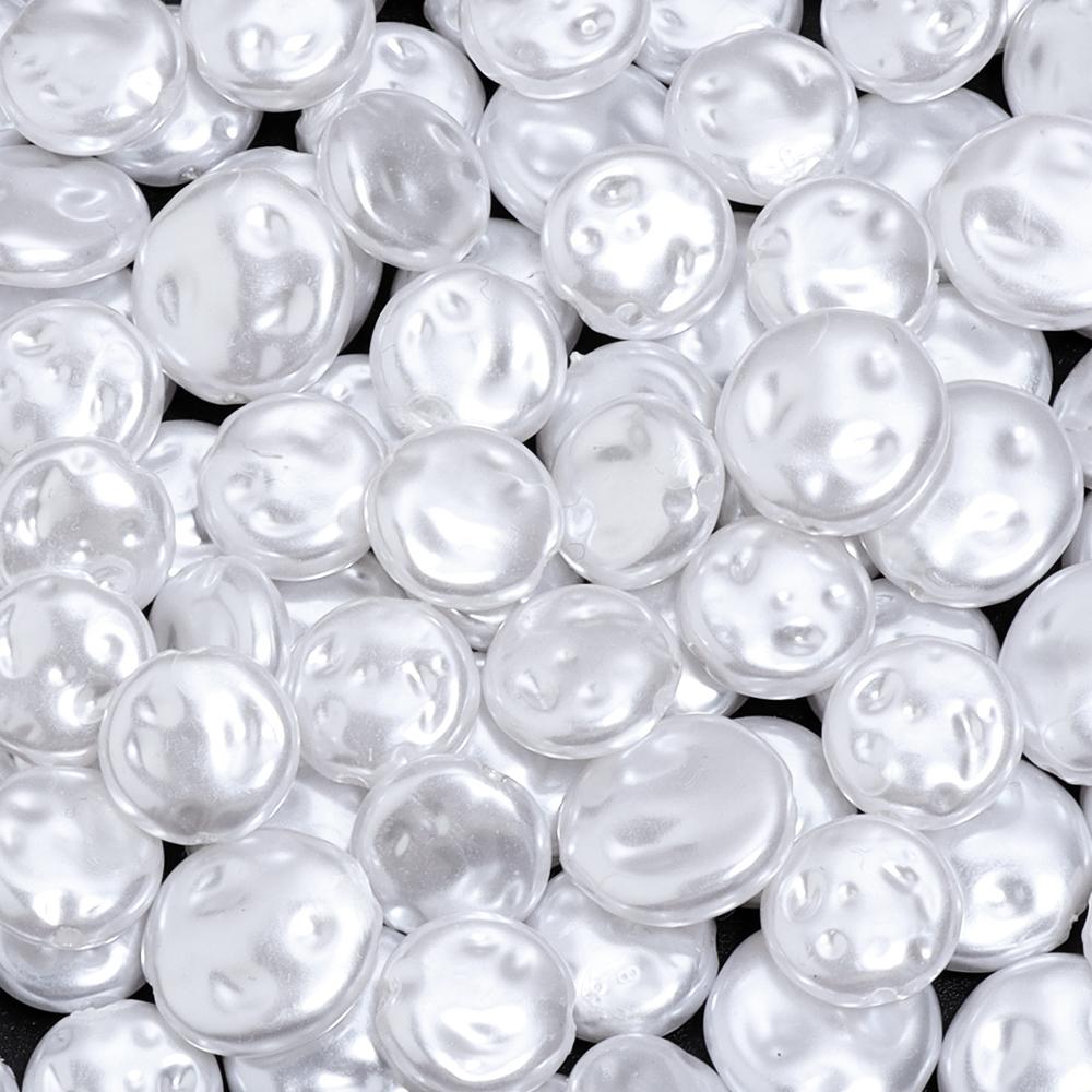 10 12 14 16 18mm ABS Imitation Pearl White Flat Round Beads For Jewelry Bracelet Making Charm Loose Spacer Beads DIY Accessories
