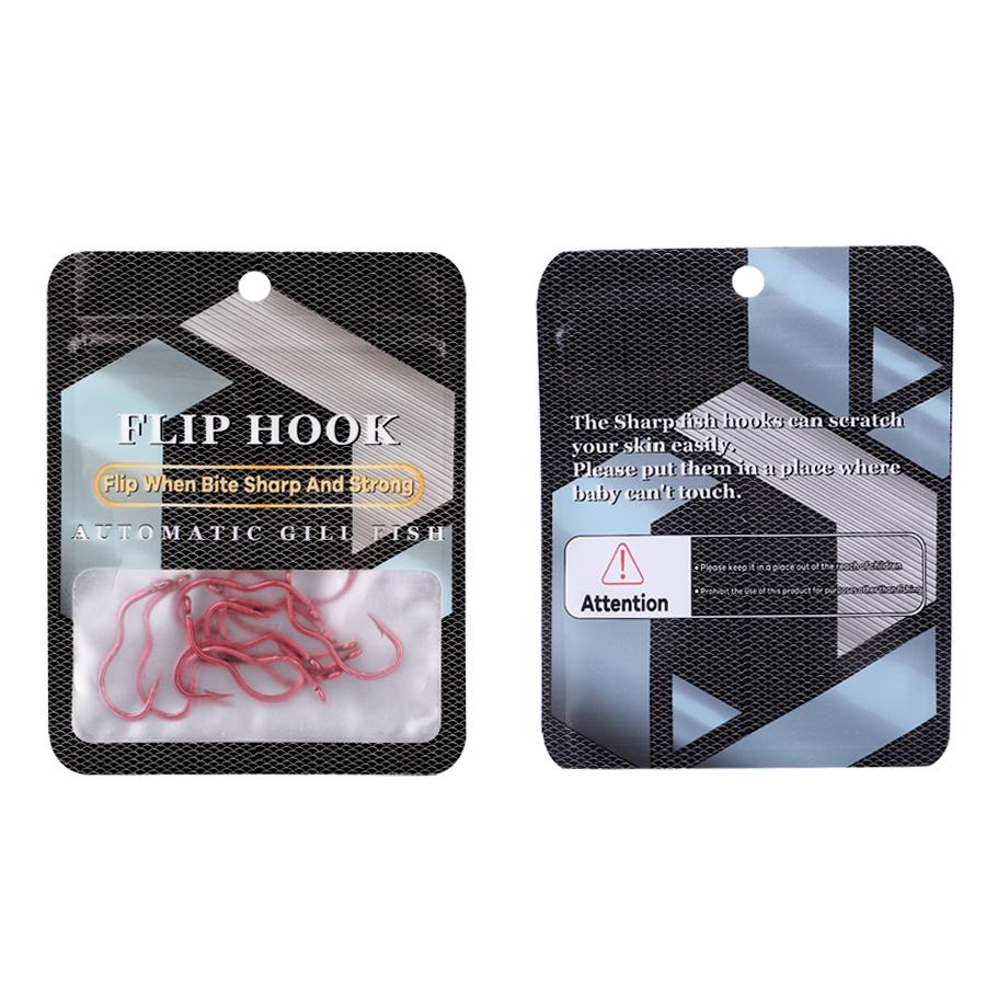 12pcs Red Flip Hook Tube Anti Unhooking, Specially Designed For Carp Fishing With Three Curved Handles, High Carbon Steel Sharp Fish Hook Fishing Gear