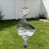 Yousheng Edelstahl Spiral-Windspiel, Hängendes reflektierendes Windspiel mit Haken, 3D-Windspiel für Innen Außen Garten Hof