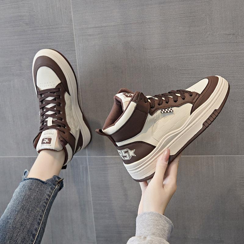 Board shoes 2026 spring new trend sports shoes casual high top versatile thick soled sponge cake shoes for women