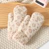 1 Pair Winter Mittens Leopard Print Warm Plush Gloves Soft Thickened Cold-Proof Skiing Travel Gloves