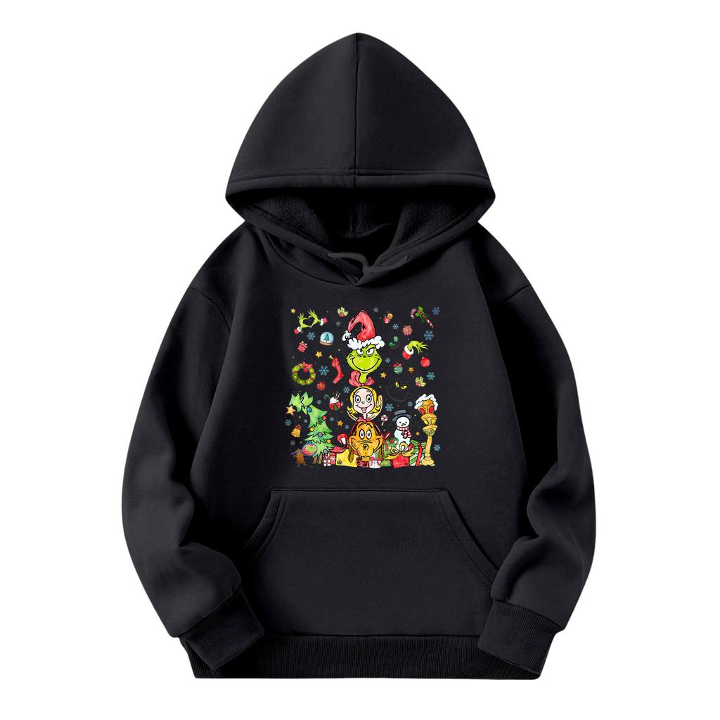 Child Fashion Lightweight Long Sleeve Pullover With Pockets Print Hoodie