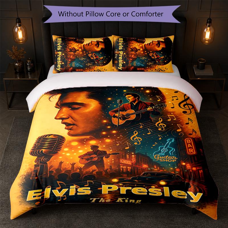Elvis Presley Print 3Pcs Duvet Cover Set 1 Duvet Cover and 2 Pillowcases Soft Bed Linen For Household Bedroom