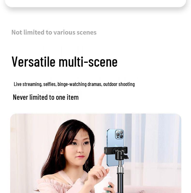 Dual Mobile Phone Outdoor Live Streaming Stand with Multi-Angle Capability, Fill Light, and Tripod.