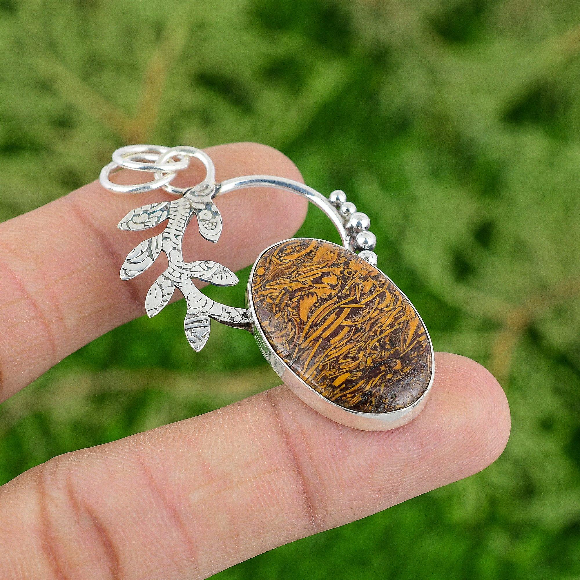 

Sterling Silver Natural Mariam Jasper Daughter Bezel Ethnic Boho Pendant Jewelry