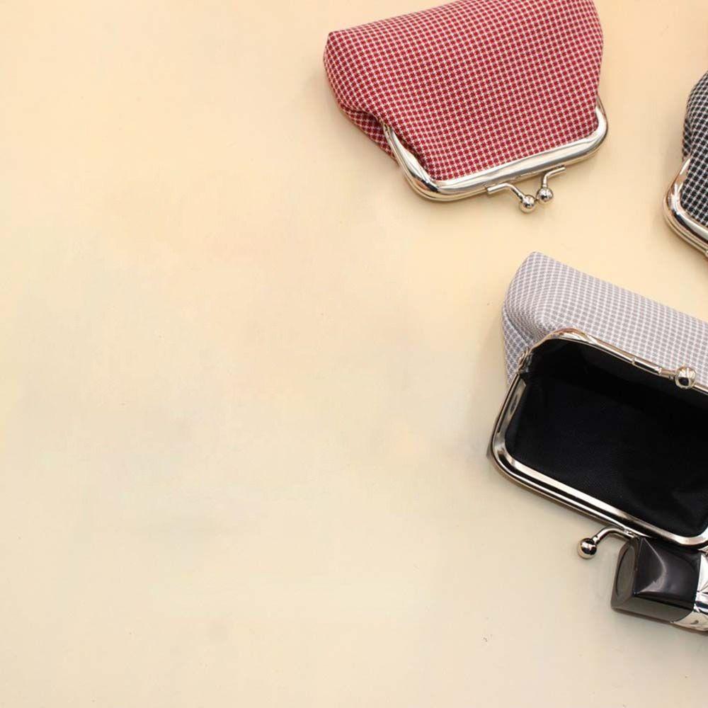 Cotton Handbag Girls Handmade  Pouch Retro Wallet Plaid Coin Purse Card Holder Buckle Small Purse