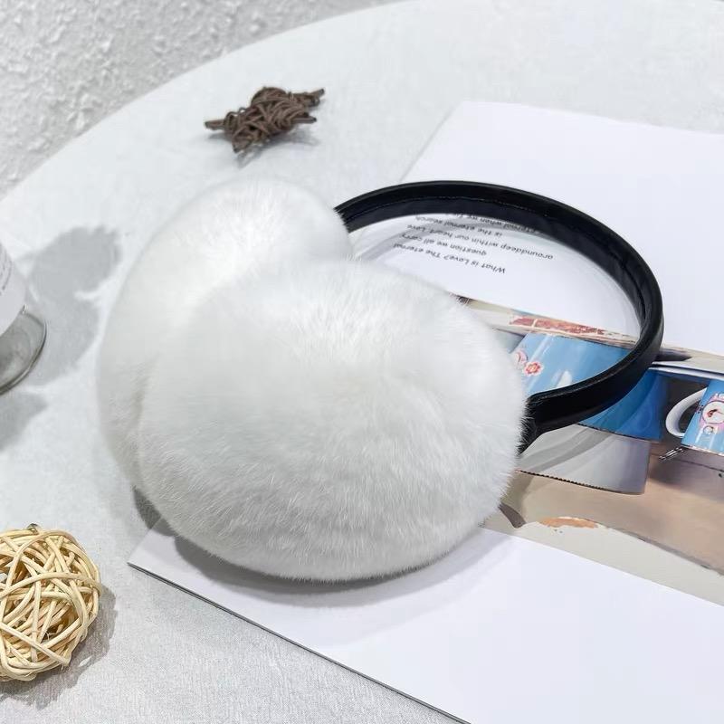 Women's Winter Plush Oversized Ear Muffs Heat-Transfer Printed New Popular Cute Rabbit Fur for Girls Warm and Stylish