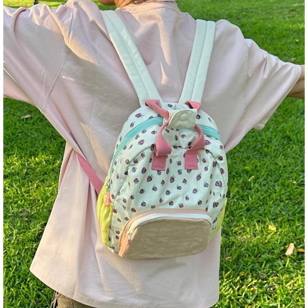 Small fresh and cute strawberry backpack fashionable and sweet style girl color matching small backpack leisure travel handbag