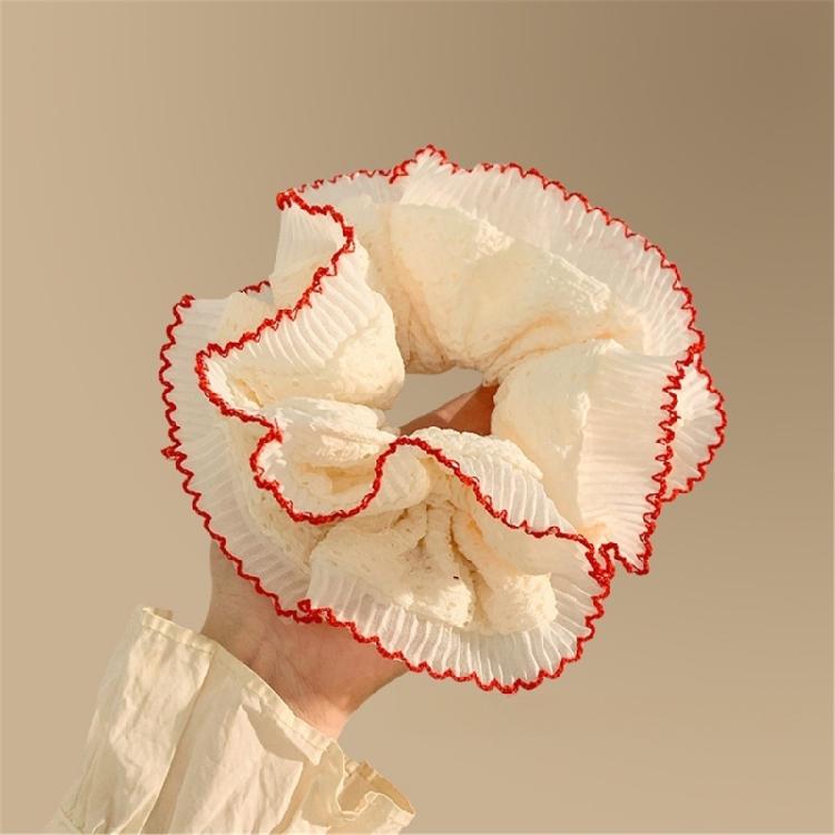 Lace Trim Hair Scrunchies for Women and Girl Aesthetic Hair Elastic Hair Tie Oversized Hair Circle for Everyday Wear