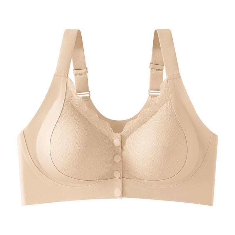 Plus-Size Women's Front-Buckle Nursing Bra: Seamless, Comfortable, for Middle-Aged & Elderly.