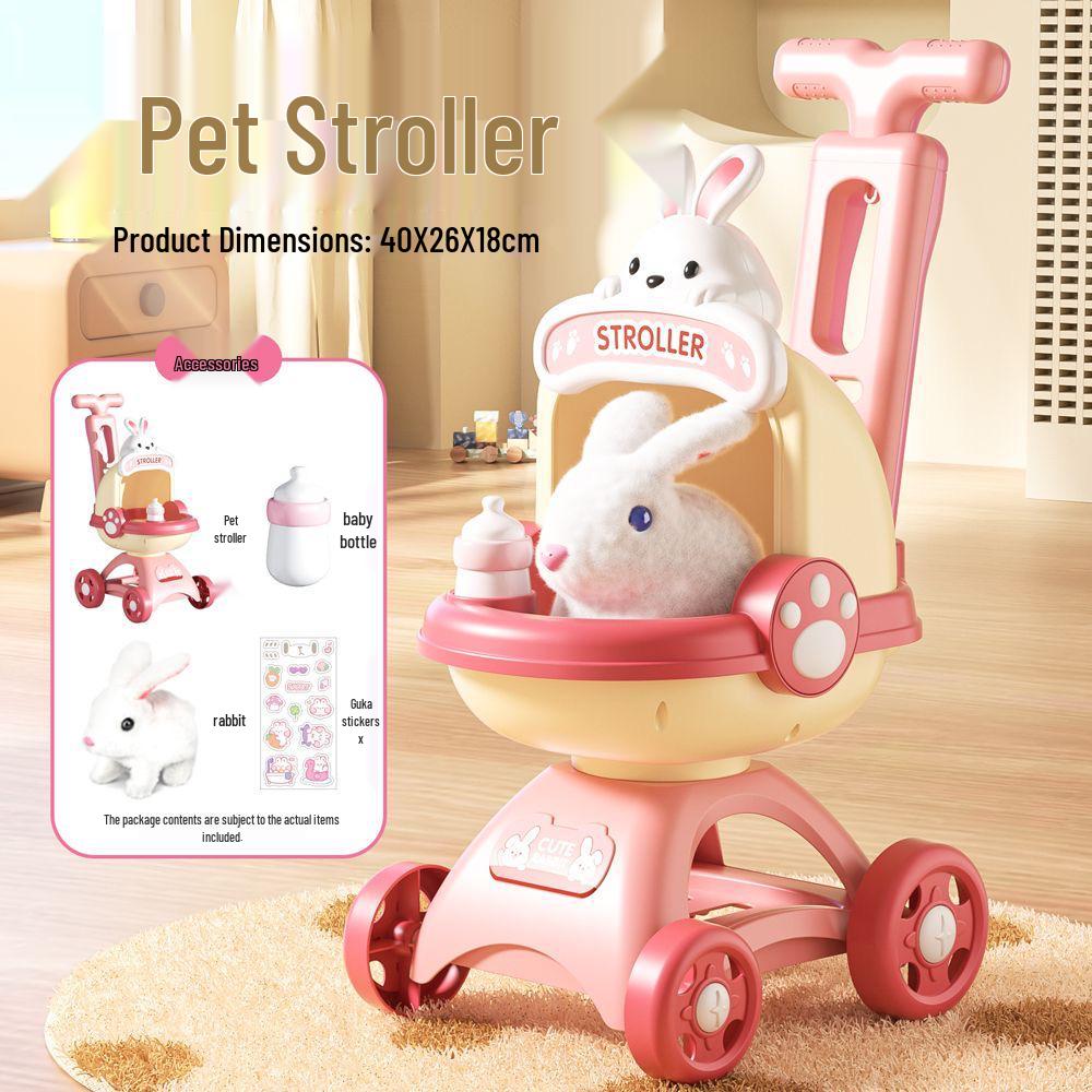 Children's Role-Playing Pet Stroller: Walking and Barking Electric Plush Doll