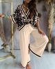 Women's Printed Bat Sleeve Top and Wide-Leg Pants Set