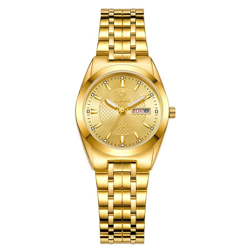SKMEILuxury style new couple men's watch steel belt week calendar waterproof women's watch