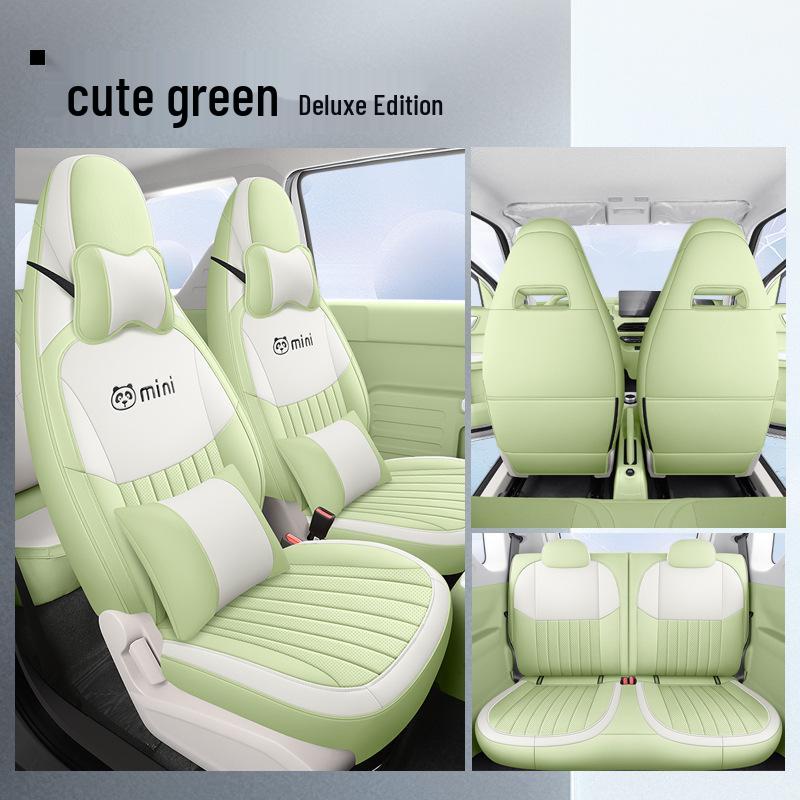 Panda Mini Cartoon Leather Car Seat Cover - Full Surround, Fits 23 Models, Cute Design