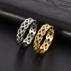 18K Gold Plated Braided Cross Hollow Titanium Steel Couple Rings Unisex Fashion Jewelry