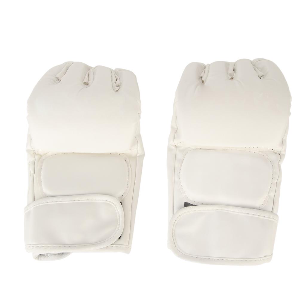 Hand Taekwondo Ausrüstung Handschuh Halbfinger Sicher Verstellbares Handgelenkband Boxhandschuh für Sandsack Weiß