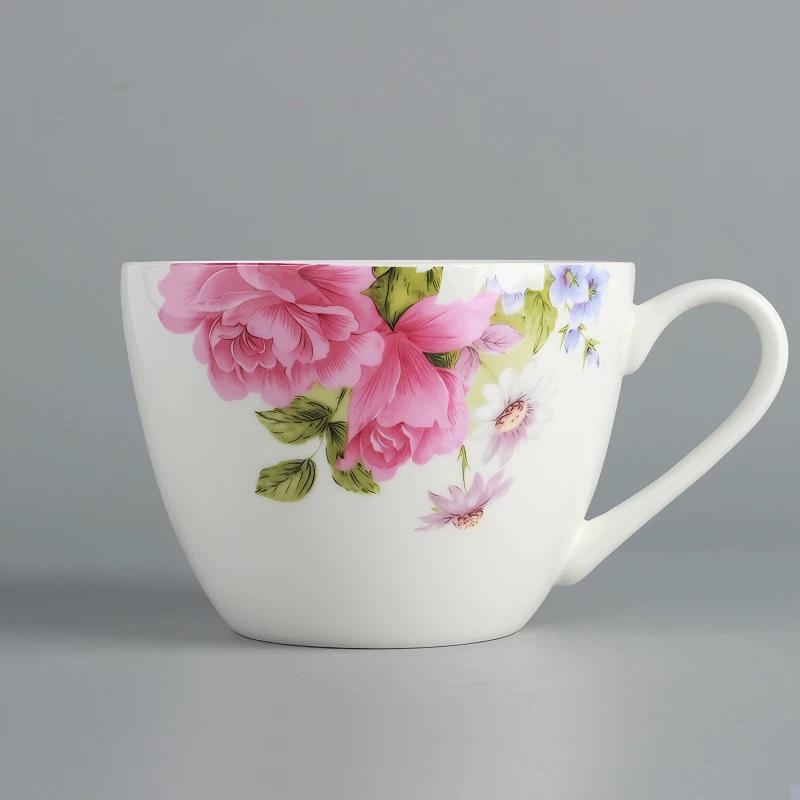 550ML, Bone China Breakfast Cups, Porcelain Tumbler Cup, Ceramic Coffee Mug, Large Mug with Handle, Cereal Bowl for Morning