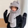 Plush Bear Hat Scarf One-Piece Women'S Winter Scarf Winter Versatile Cycling Warmth Beanies Caps With Plush Ear Protection Hood