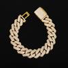 16mm 3-Row Rhombus Cuban Chain Bracelet with Inlaid Moissanite - Luxury Hip Hop Style for Men