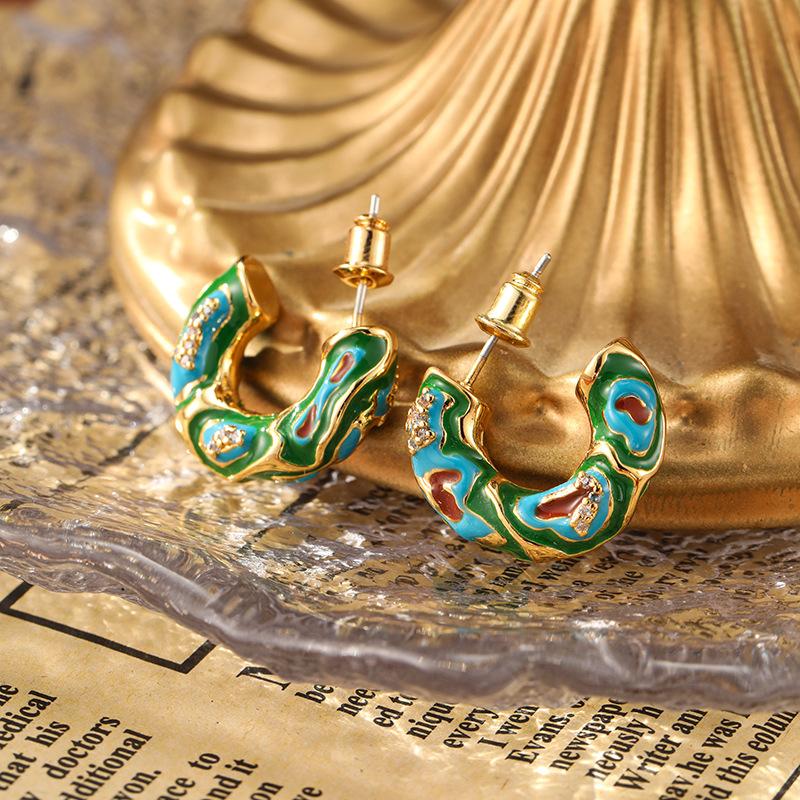 Jewelry Spring New Women's Luxury Design Dropped Oil Enamel Earrings Elegant And Fashionable Style Earrings Fashion Jewelry
