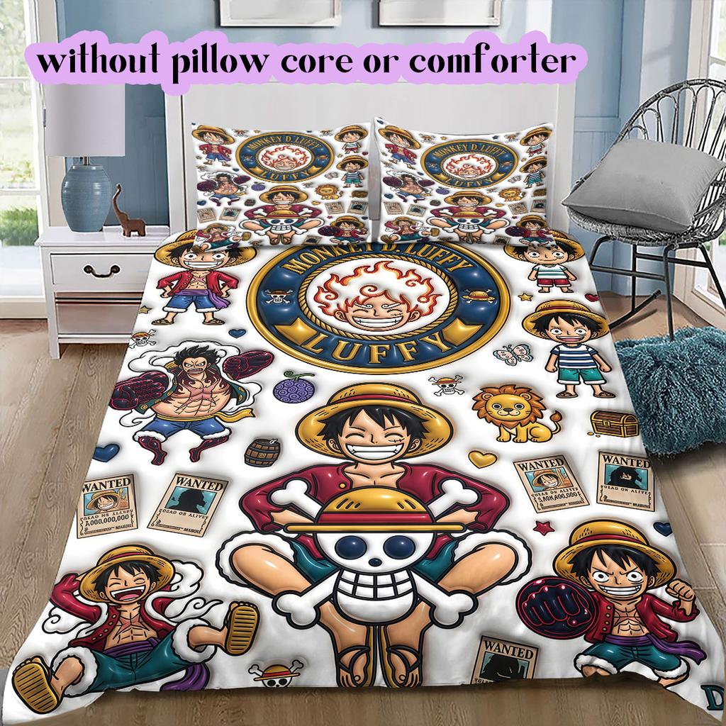 OnePiece 3pcs Cartoon Print Bedding Set Duvet Cover Children's Gift Various Sizes Extra Large Size New