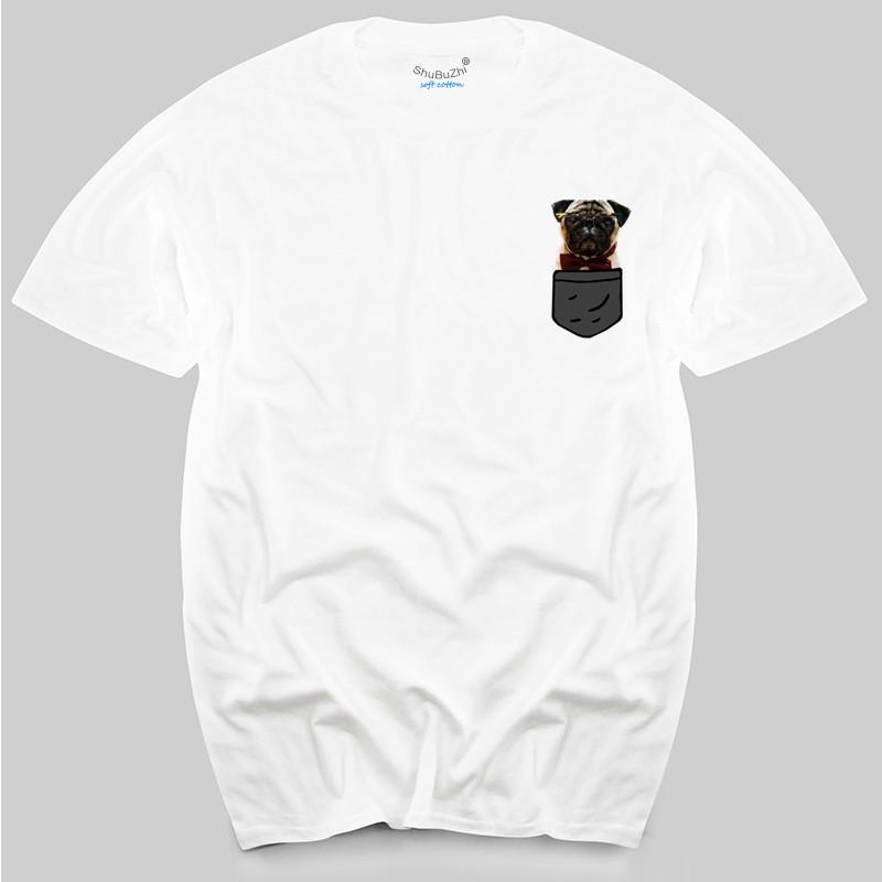 pocket pug tshirt dog shirt Unisexs Womens boys girls cotton black white Unisexs top tees summer fashion tshirt S