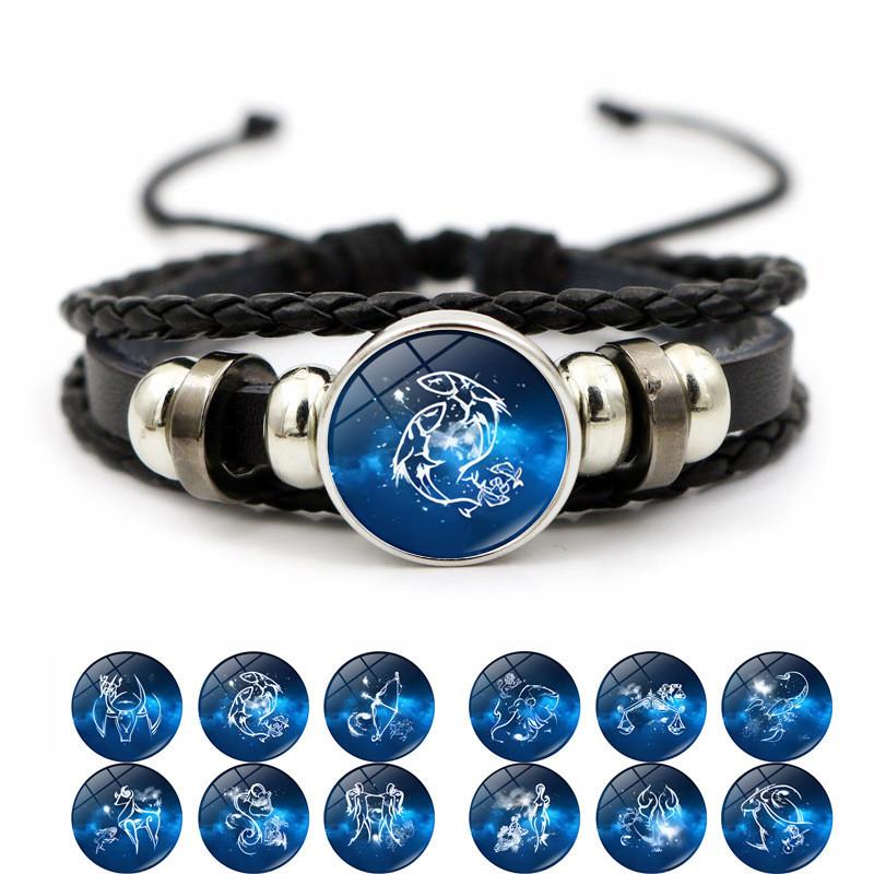 Stunning Zodiac Time Gem Leather Bracelet Handmade Multi-layer Beaded Accessory