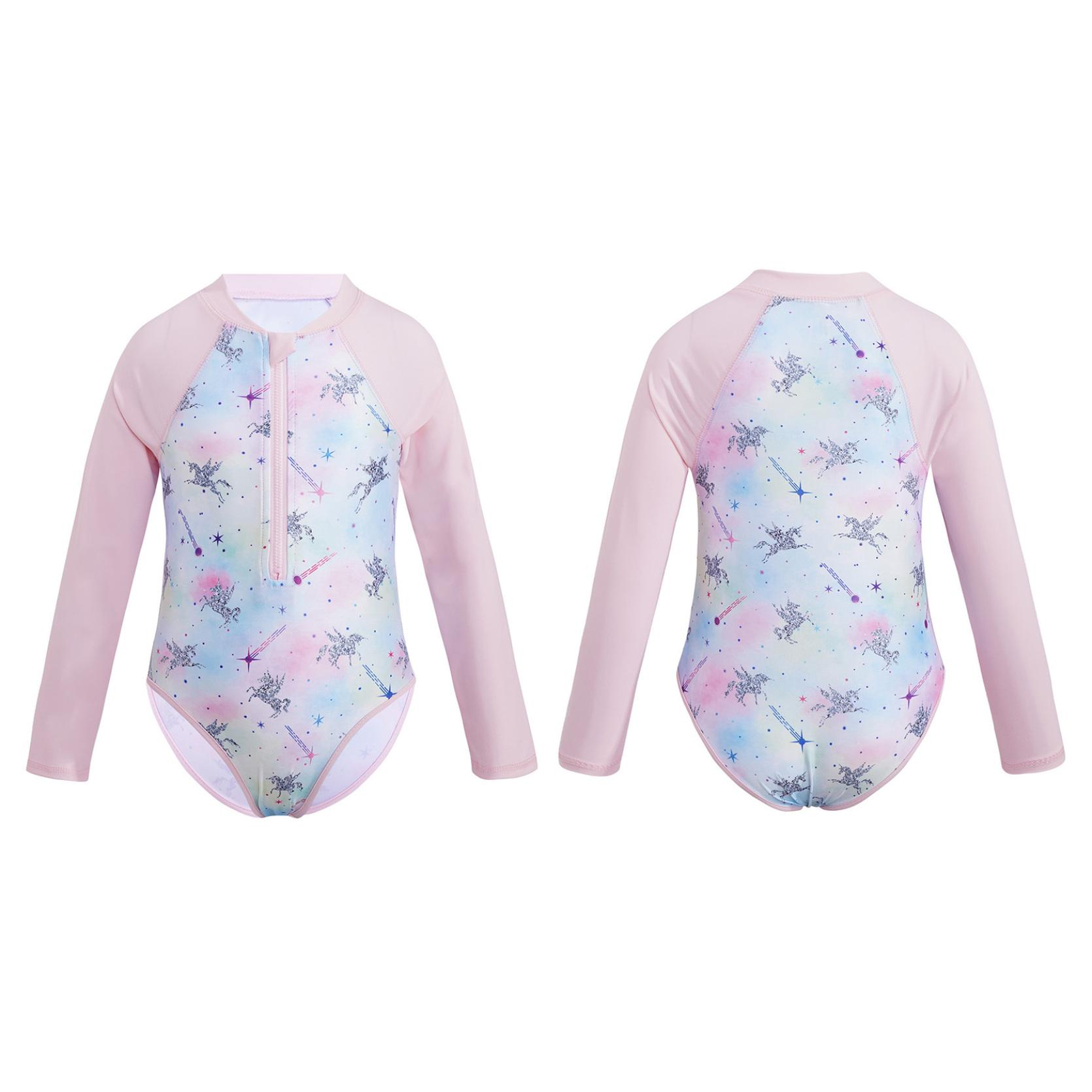 

Детский купальник для девочек, купальный костюм на молнии с длинными рукавами и принтом пальм, купальный костюм, боди, пляжная одежда 12-14 Years