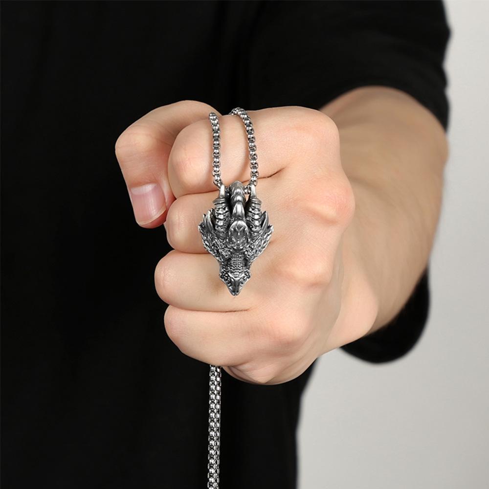 Hip-hop Necklace High Street Male Trendy Ruffian Handsome Boy Dragon Animal Necklace Design Sense Niche