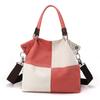 Trendy Women's Patchwork Canvas Tote and Crossbody Bag - Fashionable, Versatile, Color Block Design 2025.