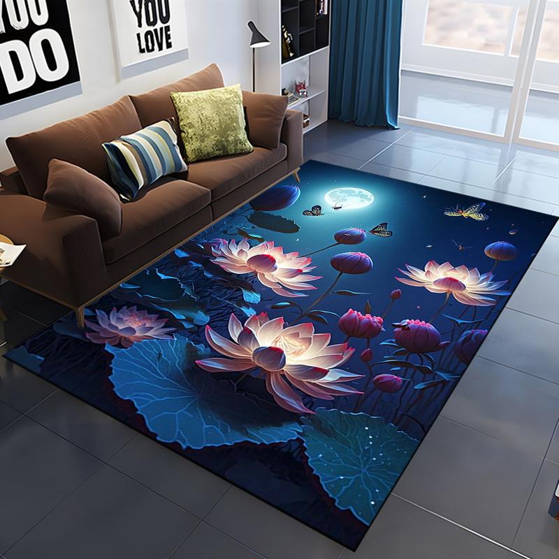Lotus Flower Carpet for Living Room Home Decoration Sofa Table Big Area Rugs Bathroom Non-slip Floor Mats Bedroom Bedside Carpet