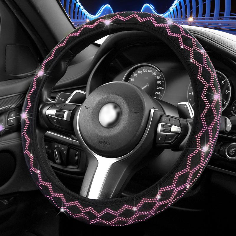 Car Auto Steering Wheel Cover Crystal Sparkle Diamond Anti-slip Protector