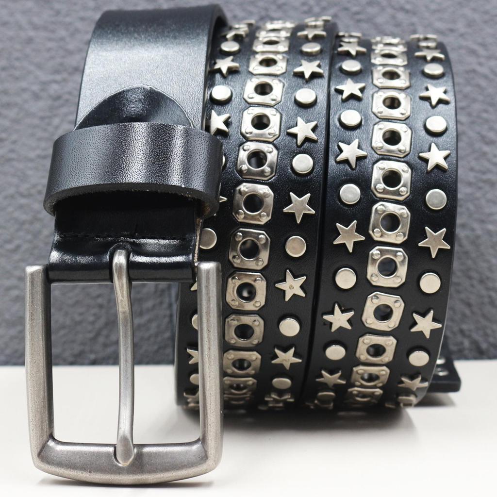 Gothic Y2K Star Eyelet Rivet Leather Belt