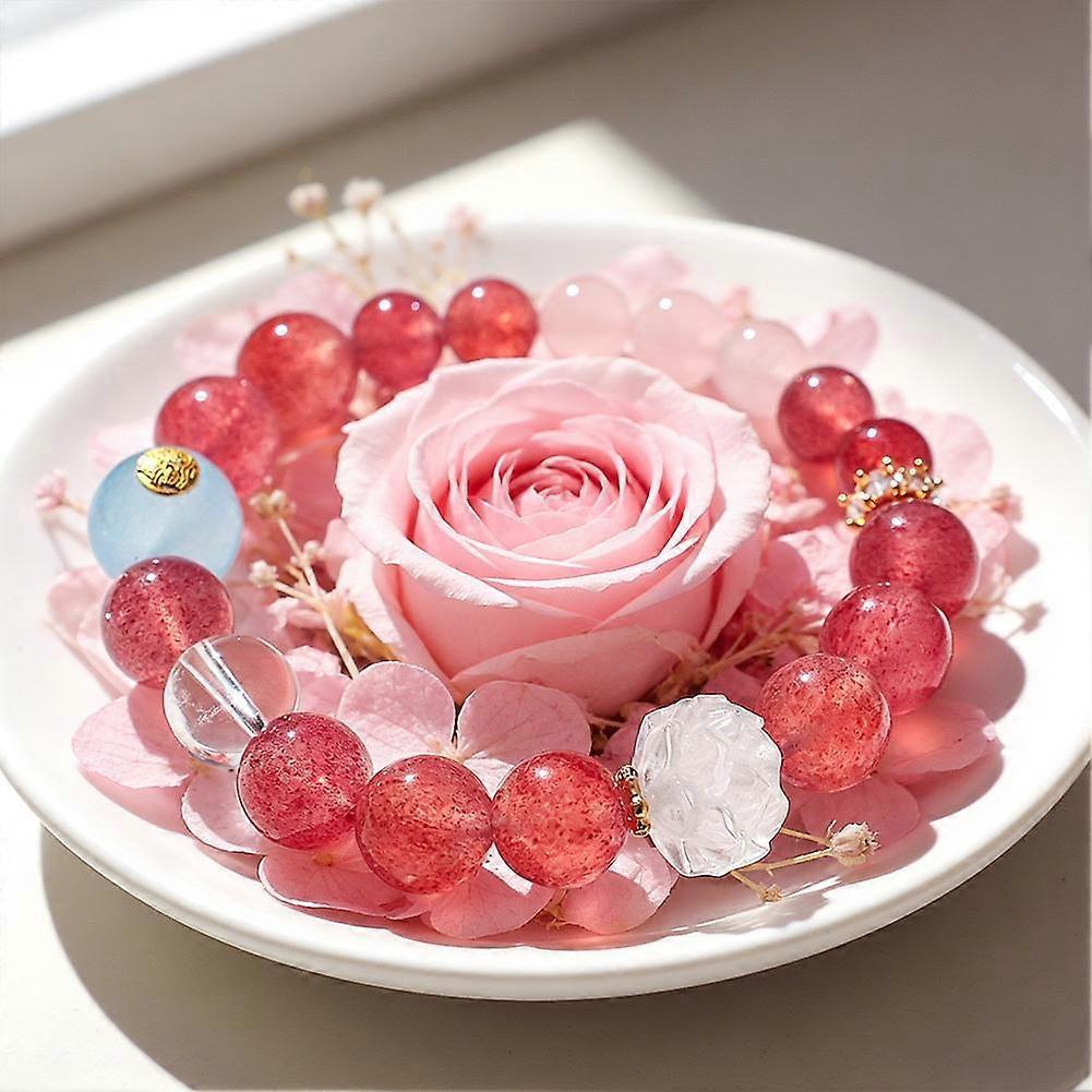 New Chinese Style Rutilated Quartz Lotus Bead Bracelet For Girls Luxury Gift
