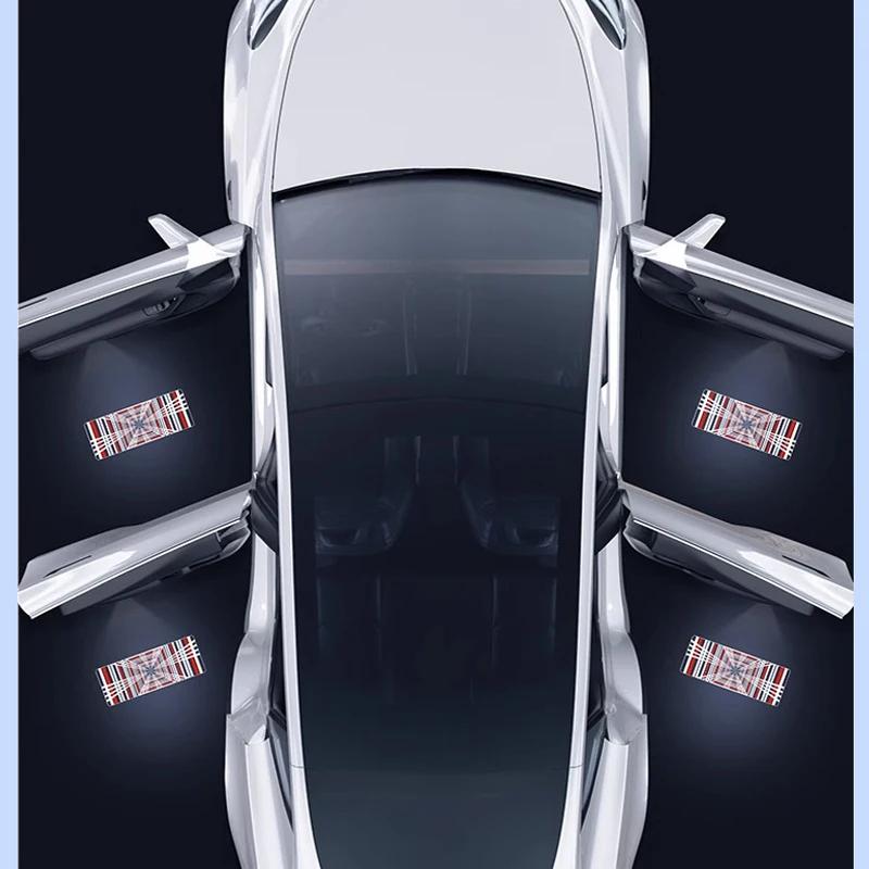 For Tesla Model 3 Y S X Car Door Welcome Light PLAID Time Space Tunnel Lights Door Step Ghost Light New Model Y Juniper 2025