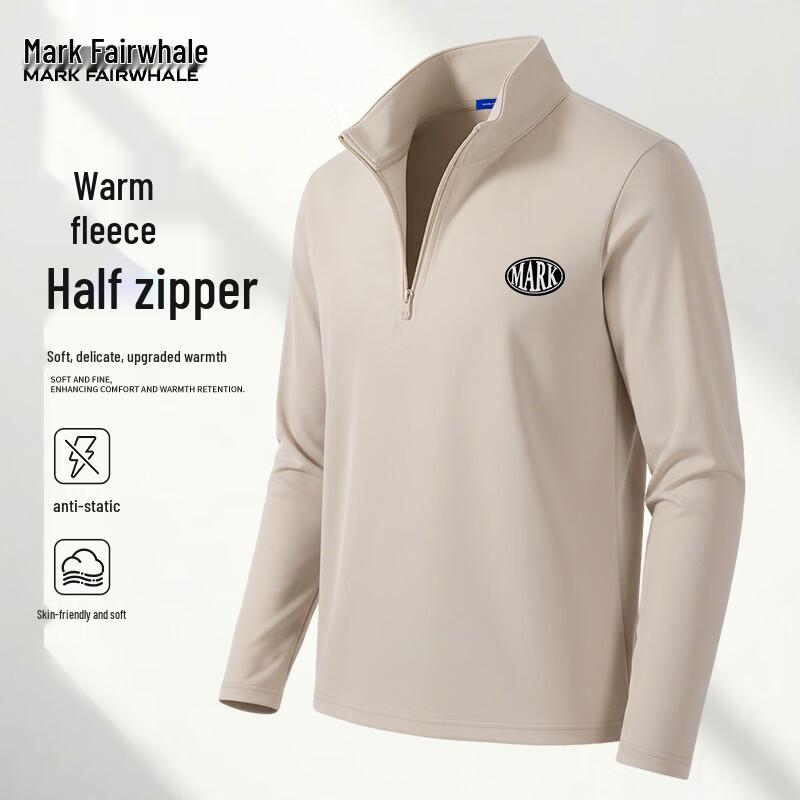 MARK FAIRWHALE Men s Silicone Logo Half-Zip Long Sleeve T-Shirt XL