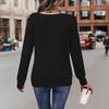 Damska bluzka kwadratowy kołnierz długi rękaw fason dwuczęściowy pulower topy jednolity kolor luźny krój jesienna koszulka
