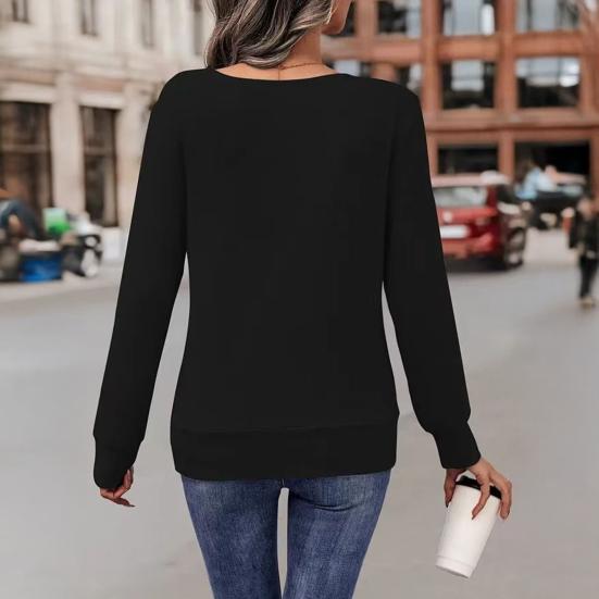 Damska bluzka kwadratowy kołnierz długi rękaw fason dwuczęściowy pulower topy jednolity kolor luźny krój jesienna koszulka