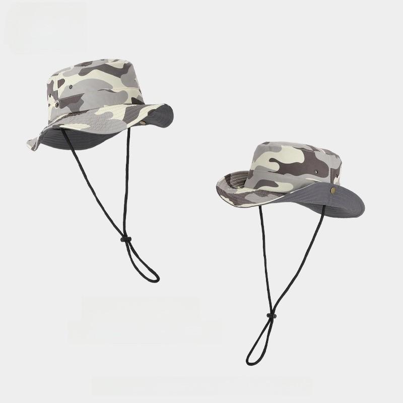 Dziecięcy kamuflażowy kapelusz letni z szerokim rondem do ochrony na zewnątrz i oddychalności