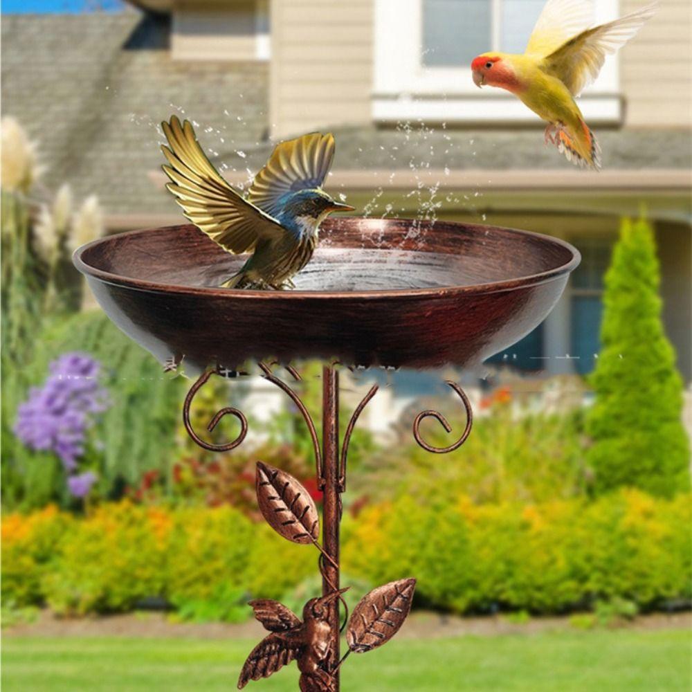 Iron Bird Feeder Ground Plugin Vintage Bird Water Bowl Bird Feeding Dish Garden