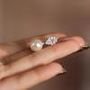 French Retro Pearl Zircon 999 Sterling Silver Adjustable Ring  for Women Temperament Wedding Party Jewelry Accessories